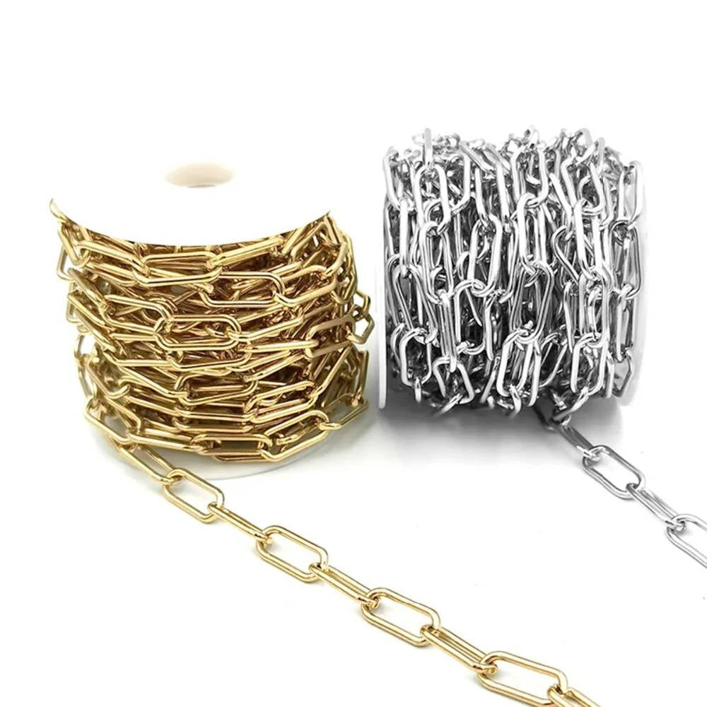 Width 7mm Stainless Steel Big Rolo Link Chain Neckalce Punk Chokers For Women length 21cm-100cm