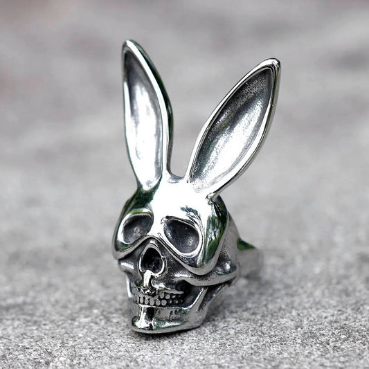 Retro Rabbit Skeleton Gothic Ring Punk Motorcycle