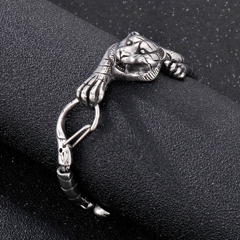 King of Beasts Tiger Bracelet Men Stainless Steel Animal Jewelry