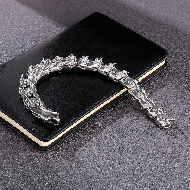 316L Stainless Steel Dinosaur Bone Bracelet Men Link Charm Rock Jewelry