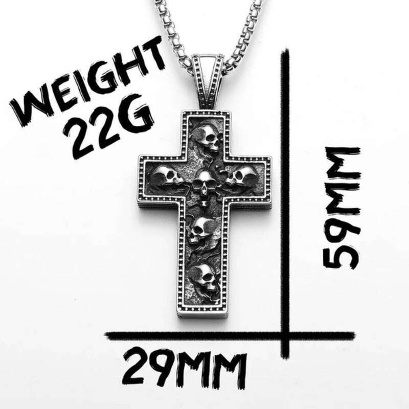 316L Stainless Steel Reversible Skull Cross Pendant Necklace
