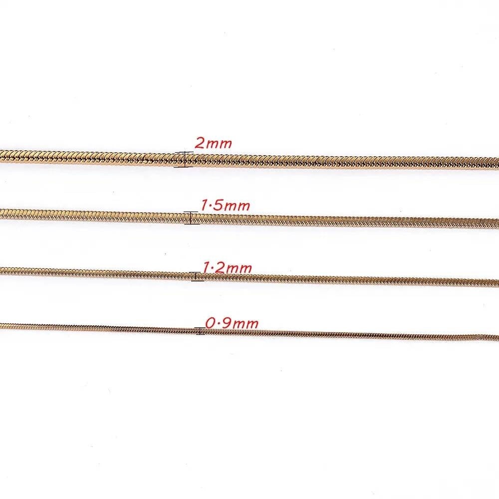 1 piece Width 0.9mm/1.2mm/1.5mm Gold Color Square Snake Chain Men Women 316 Stainless steel Necklace Jewelry