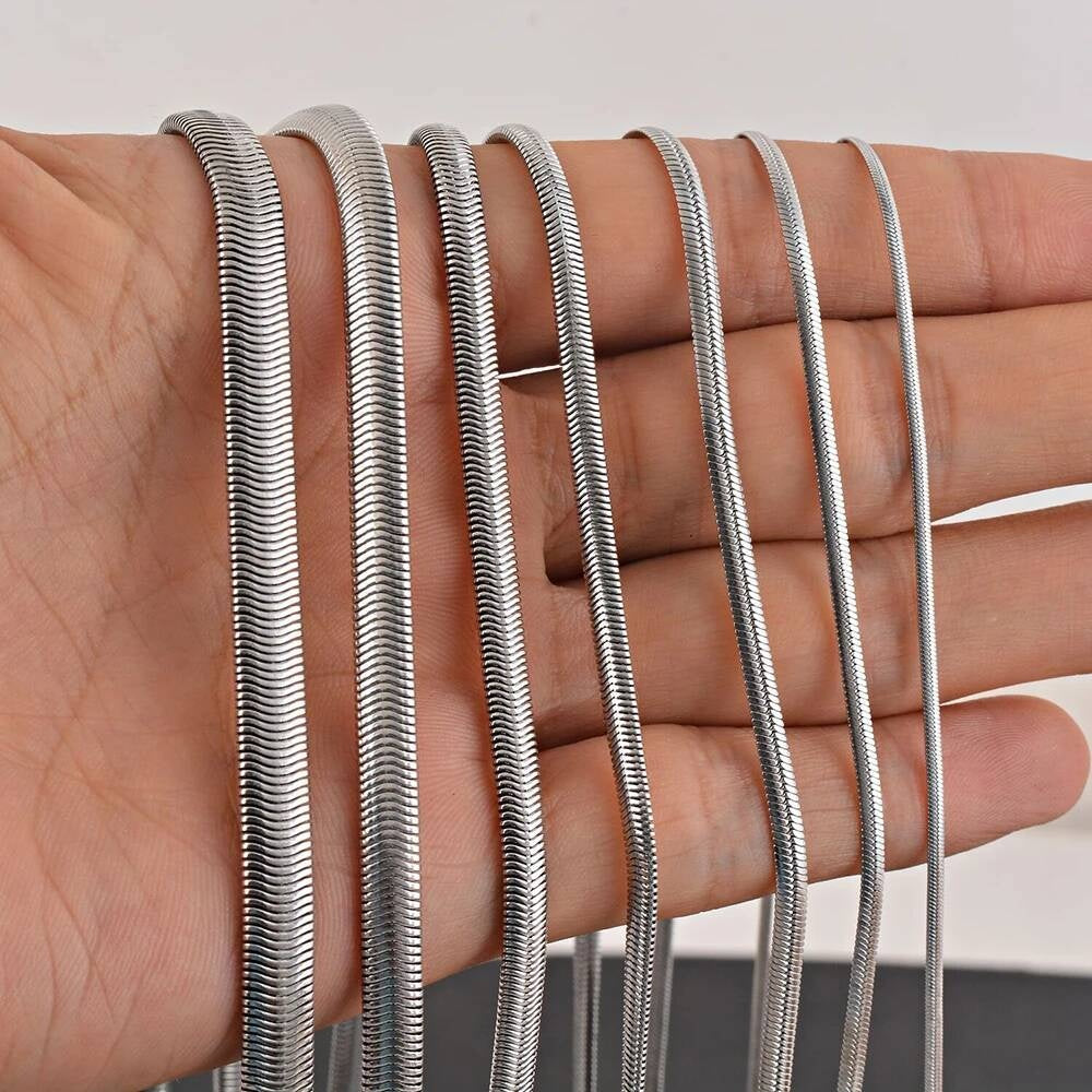 1 piece 316 Stainless steel Flat Snake Chain For Men Women Necklace Jewelry 1.5mm-6mm