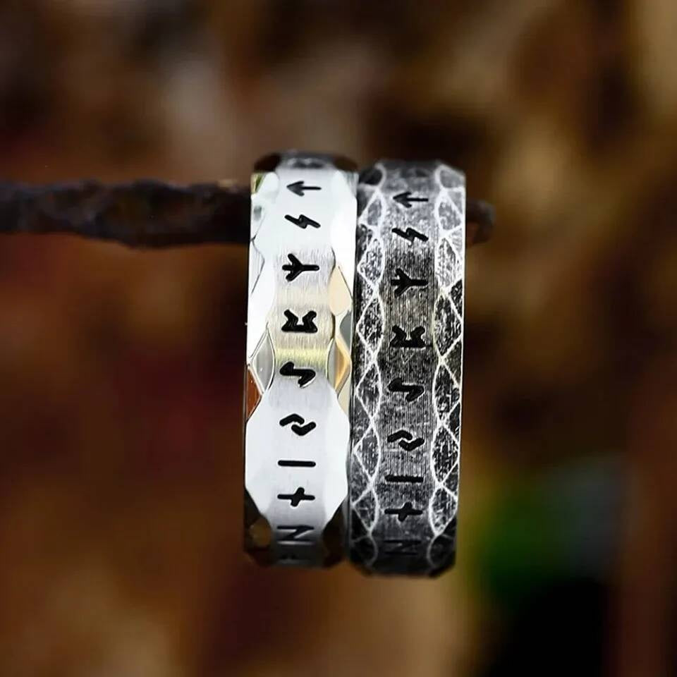 Vintage Viking Rune Ring – 316L Stainless Steel Unisex Norse Amulet