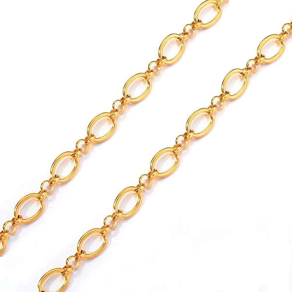 1 piece Women Mens Stainless Steel Handmade Oval Bracelet High Quality Big Chain Necklace Punk Heavy Jewelry