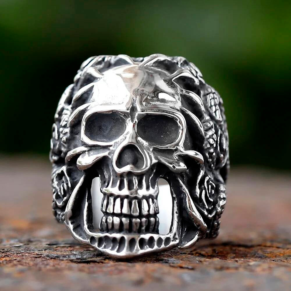 Christmas Skull Charm Ring - Punk Stainless Steel Nautical Men's Jewelry Gift As shown