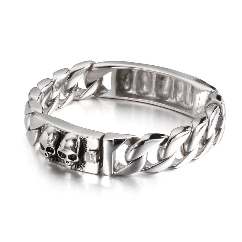 Punk Skull Ghost Cuban Chain Men's Bracelet Stainless Steel 316L Jewelry