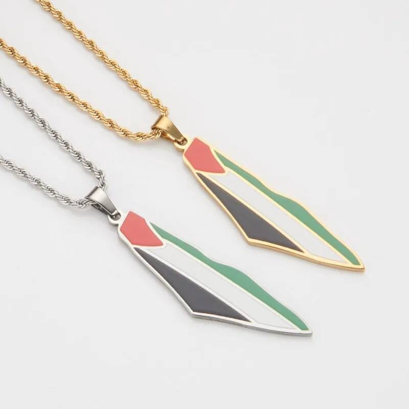 Palestine Flag Series Stainless Steel Pendant Chain Necklace For Women Men Jewelry Accessories Palestinian