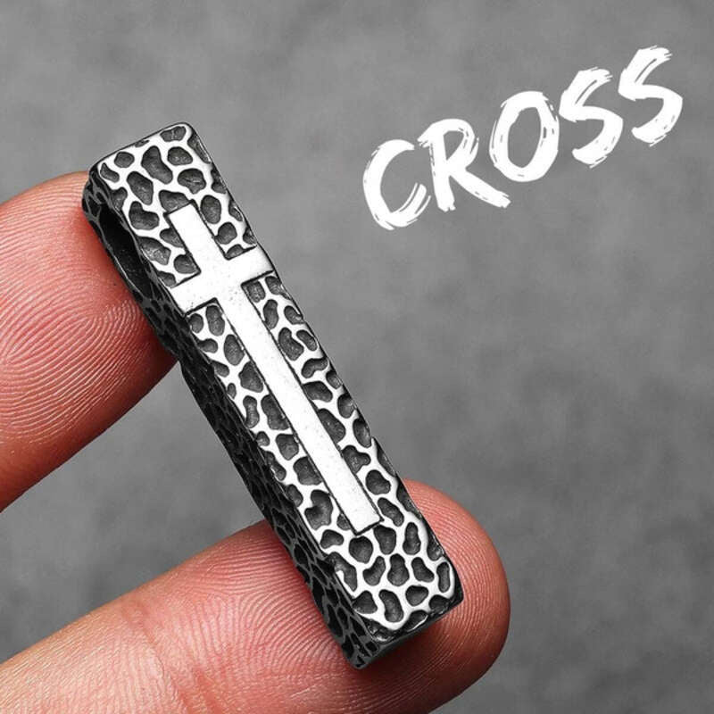 316L Stainless Steel Hammered Bar Cross Pendant Necklace N1383-Only Pendant