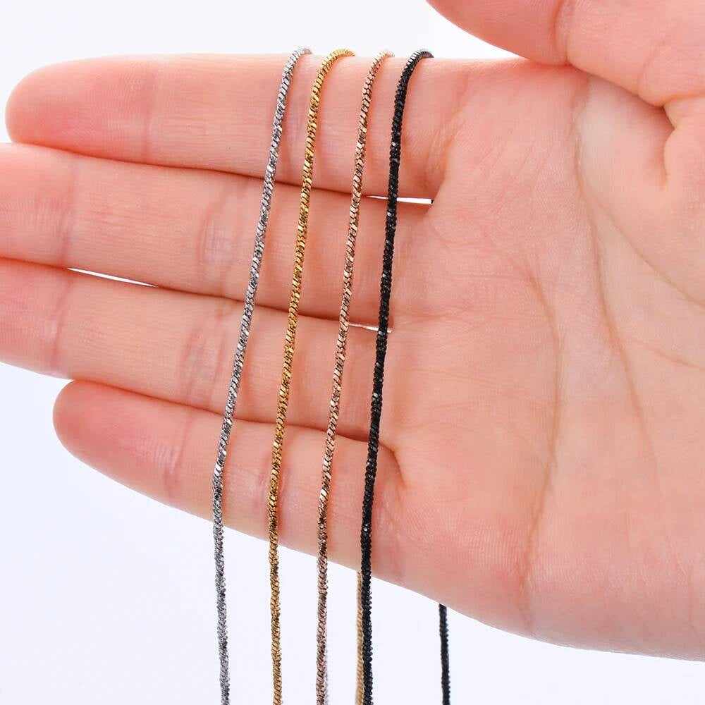 1 piece Width 1.2mm Tiny Twisted Square Snake Chain Stainless Steel Choker Necklace For Women Collier