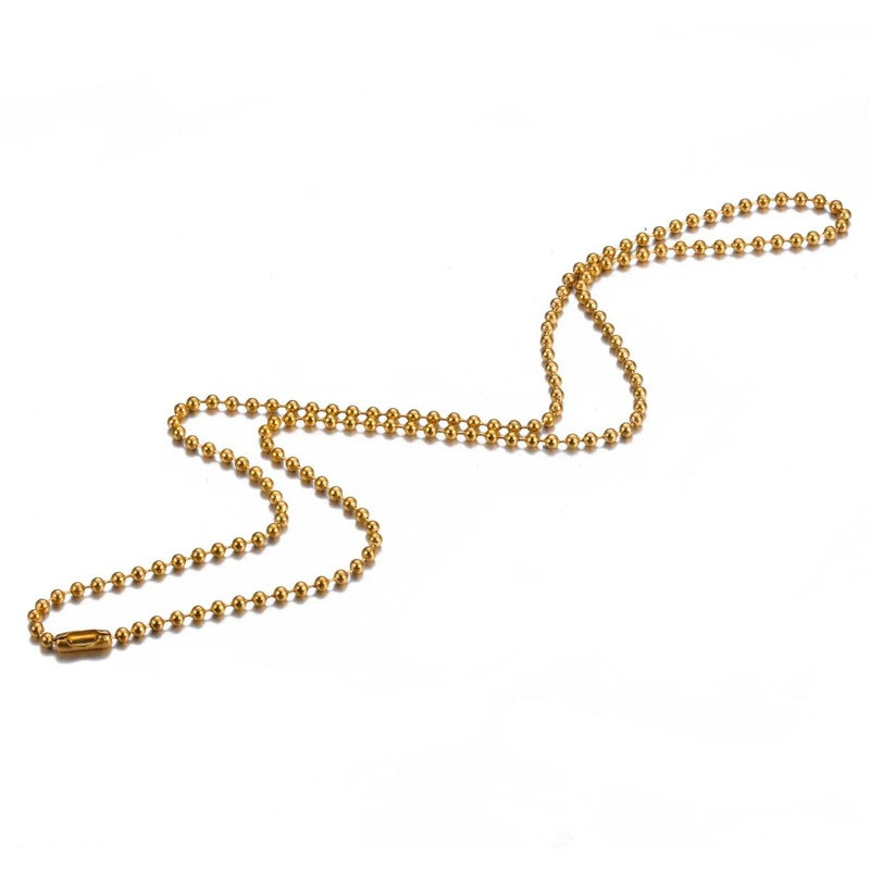 1Pc Gold Color Stainless Steel Round Ball Link Chain Necklace Length 15cm-100cm