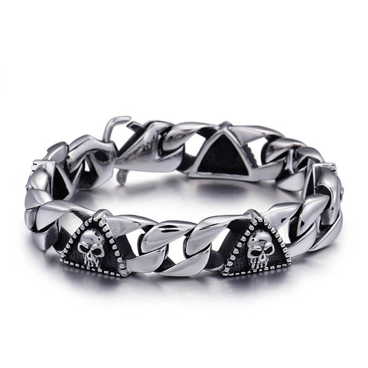 Dark Gothic Skull Chain Bracelet For Men Boy 316L Stainless Steel Jewelry