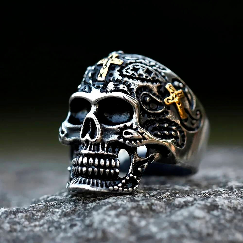 Retro Cross Skull Ring - Vintage Gothic Stainless Steel Punk Jewelry