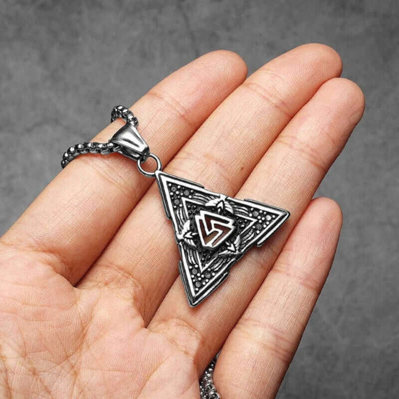 Men’s Viking Valknut Pendant Necklace – 316L Stainless Steel Norse Amulet