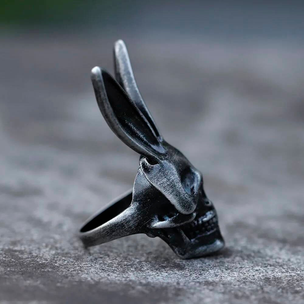 Retro Rabbit Skeleton Gothic Ring Punk Motorcycle