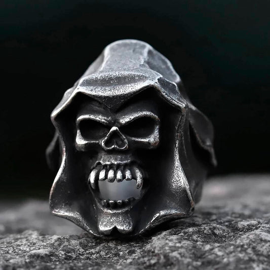 Vintage Punk Skull Ring – 316L Stainless Steel Hip-Hop Statement Band