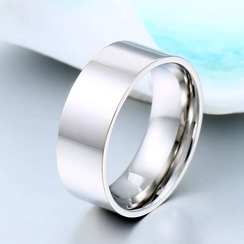 Four-Color Polished Ring - Stainless Steel Men's Fashion Jewelry in Pop Hues 8mm white A