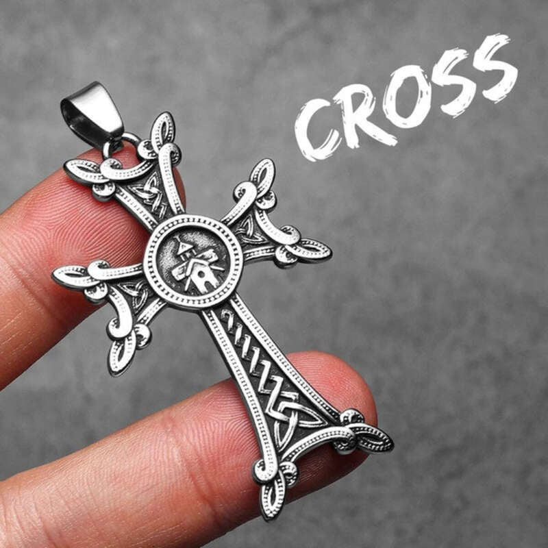 Vintage Silver Cross Pendant, Exquisite Religious Jewelry for Faithful Wearers N1386-Only Pendant