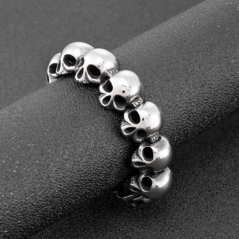Mens Stainless Steel Skull Chain Bracelet With Clasp Heavy Jewelry