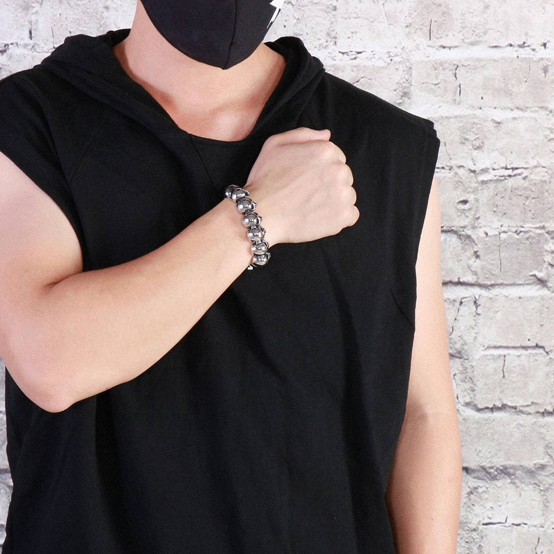 Mens Stainless Steel Skull Chain Bracelet With Clasp Heavy Jewelry