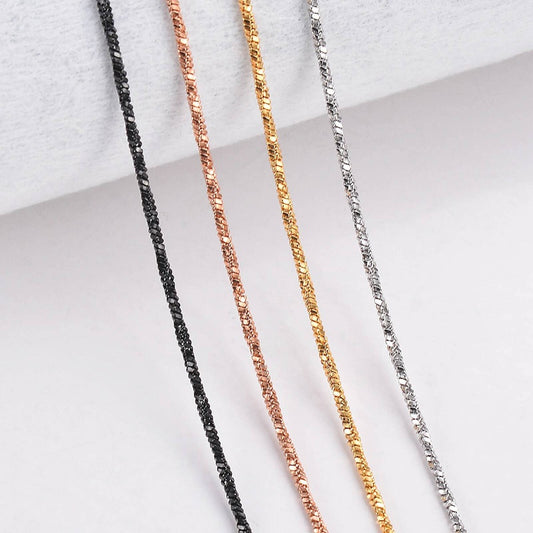 1 piece Width 1.2mm Tiny Twisted Square Snake Chain Stainless Steel Choker Necklace For Women Collier