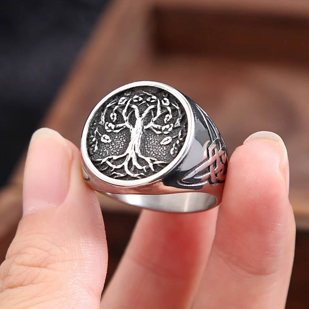 Viking Tree of Life Ring – 316L Stainless Steel Norse/Celtic Amulet Band