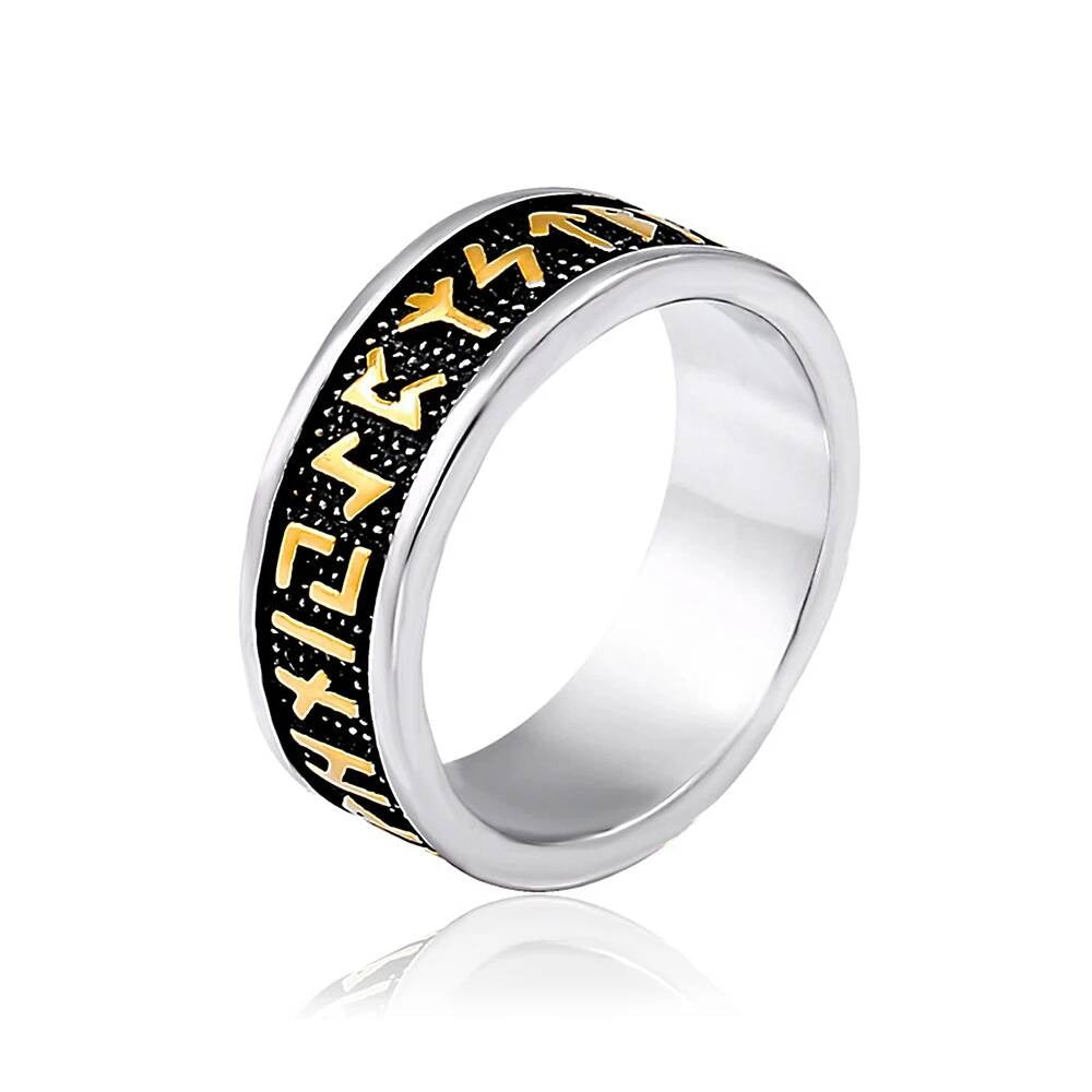 Nordic Rune Ring – 316L Stainless Steel Unisex Viking Amulet Band Style B