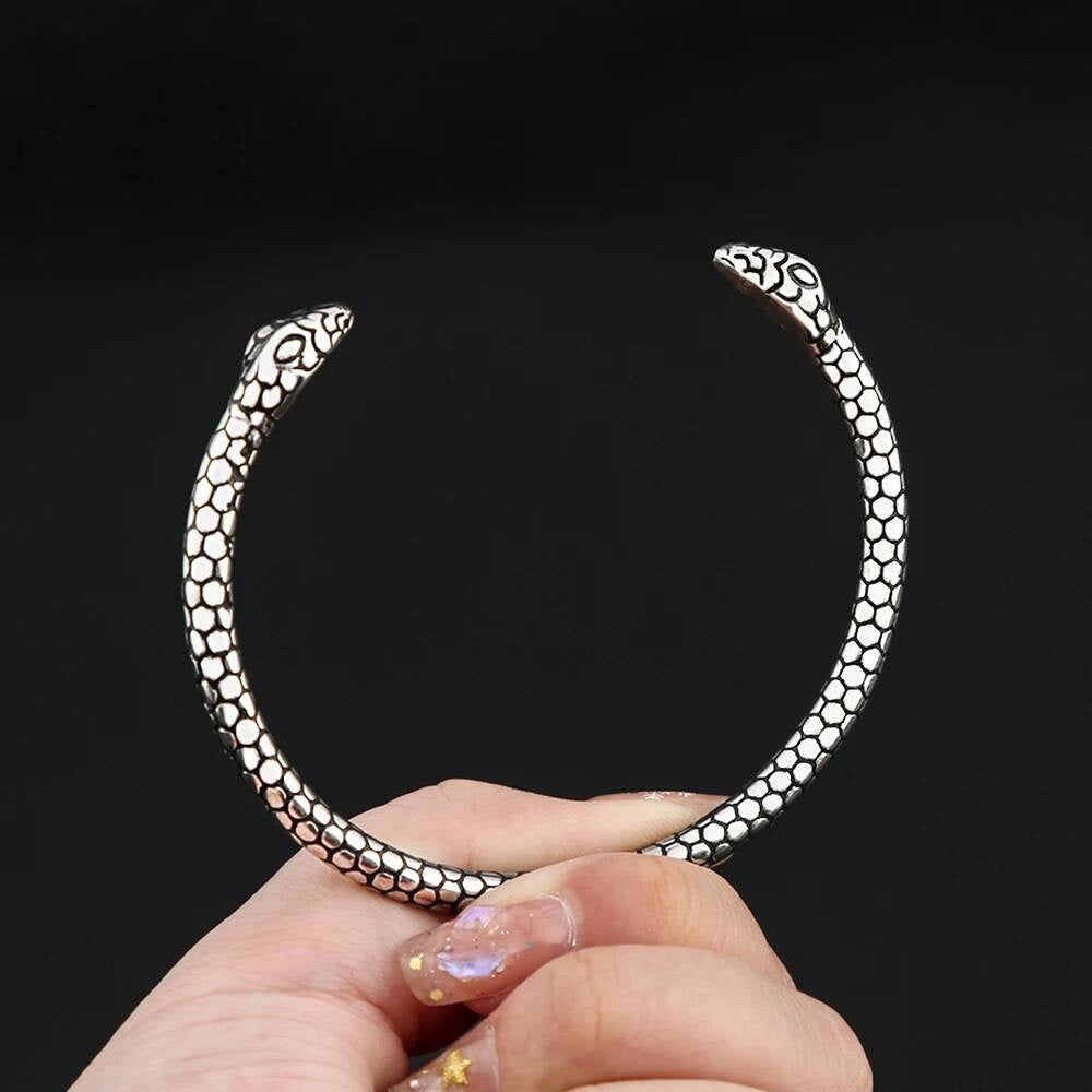 Dual Serpent Bangle – Stainless Steel Snake Bracelet