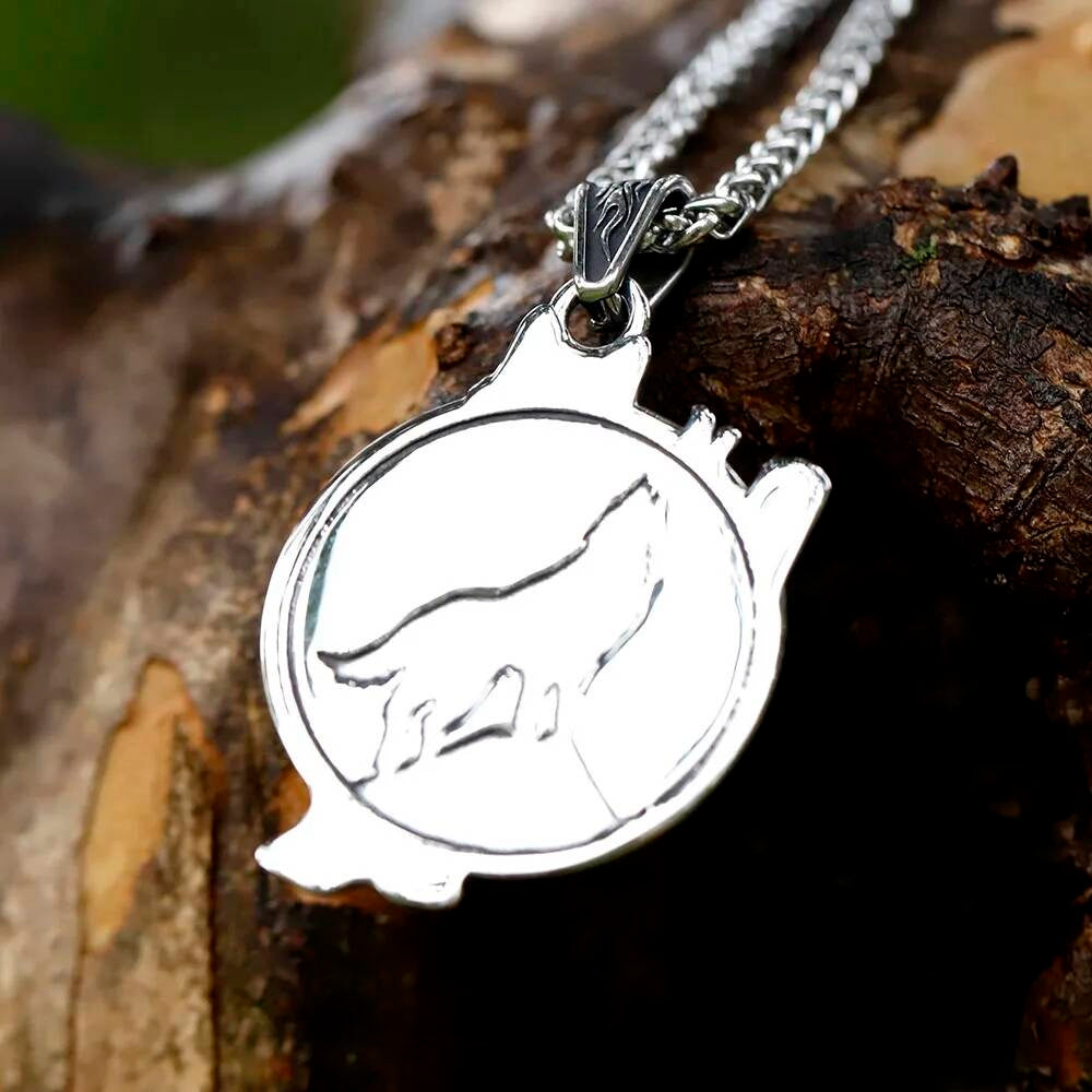 Unisex 316L Stainless Steel Viking Wolf Pendant Necklace Norse Animal Jewelry