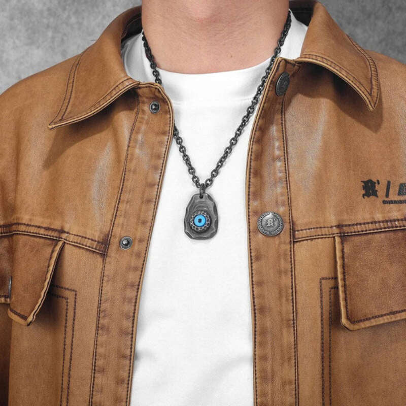Evil Eye Protection Pendant – Black Stainless Steel Amulet Necklace