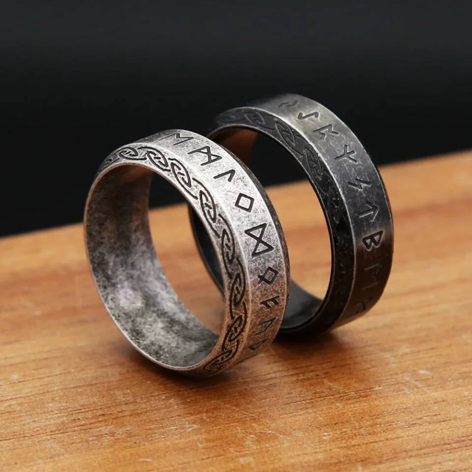 Viking Rune & Celtic Knot Ring – 316L Stainless Steel Unisex Amulet