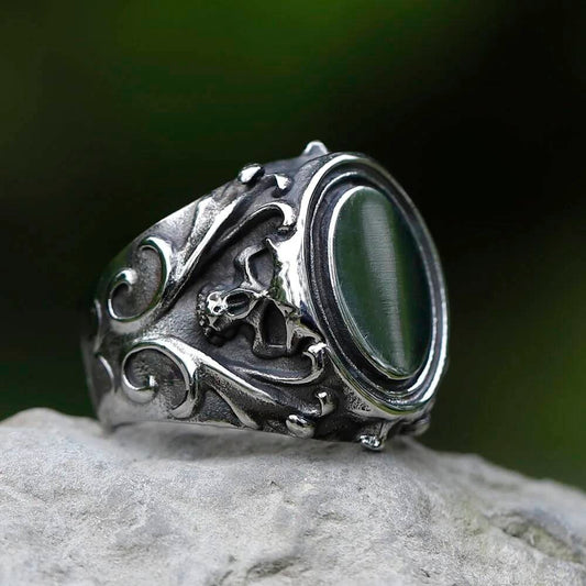 Gothic Skull Biker Ring – 316L Stainless Steel Punk Motorcycle Statement Band