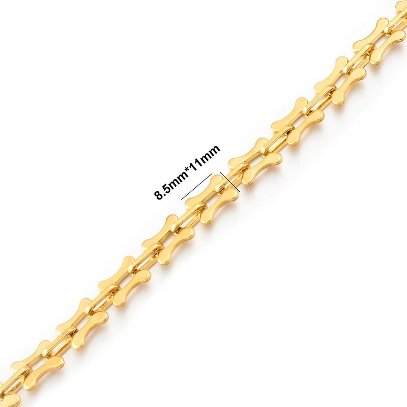 1 piece Women Men Bracelet Necklace Stainless Steel Huge Handmade Square Bone Shape Link Chain Jewelry Not allergic style 5