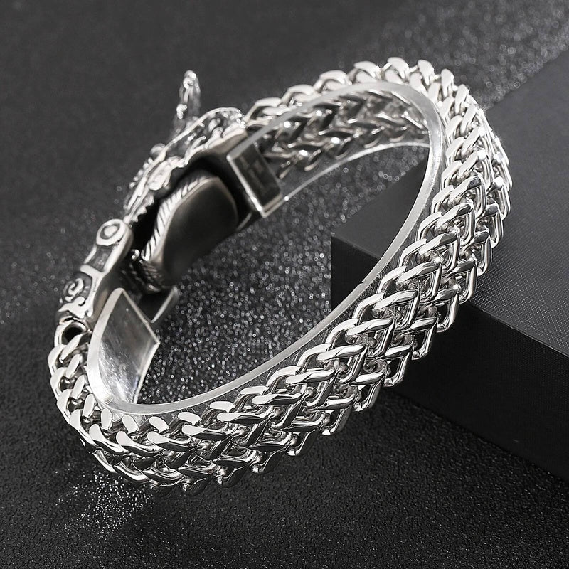 12mm Dragon Bone Bracelet For Men Mesh Chain Stainless Steel 316L Jewelry