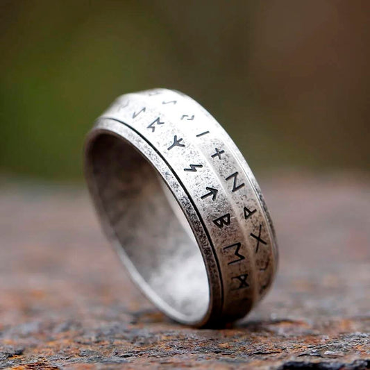 Rotatable Viking Rune Ring – 316L Stainless Steel Multicolor Spinner Band