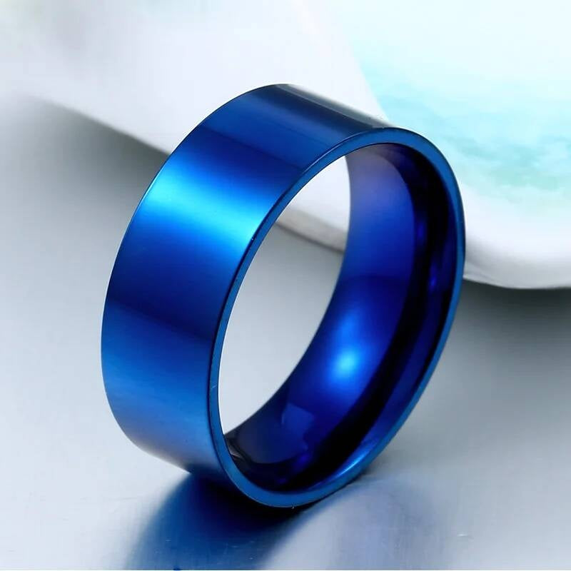 Four-Color Polished Ring - Stainless Steel Men's Fashion Jewelry in Pop Hues 4mm black