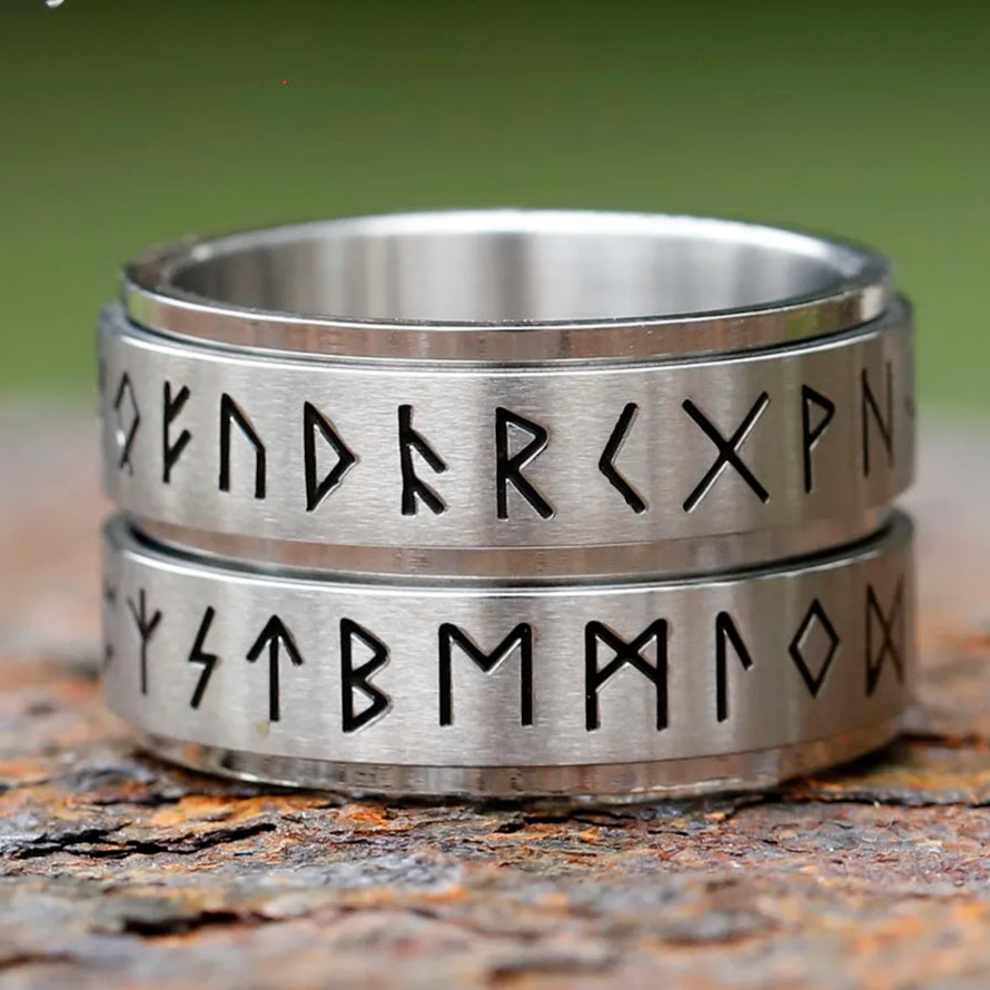 Rotatable Viking Rune Spinner Ring – 316L Stainless Steel Multicolor Band