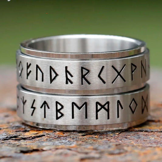 Rotatable Viking Rune Spinner Ring – 316L Stainless Steel Multicolor Band