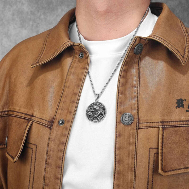 Dual Wolf Pendant Necklace, Fierce Silver Tribal Jewelry with Howling Wolves Design