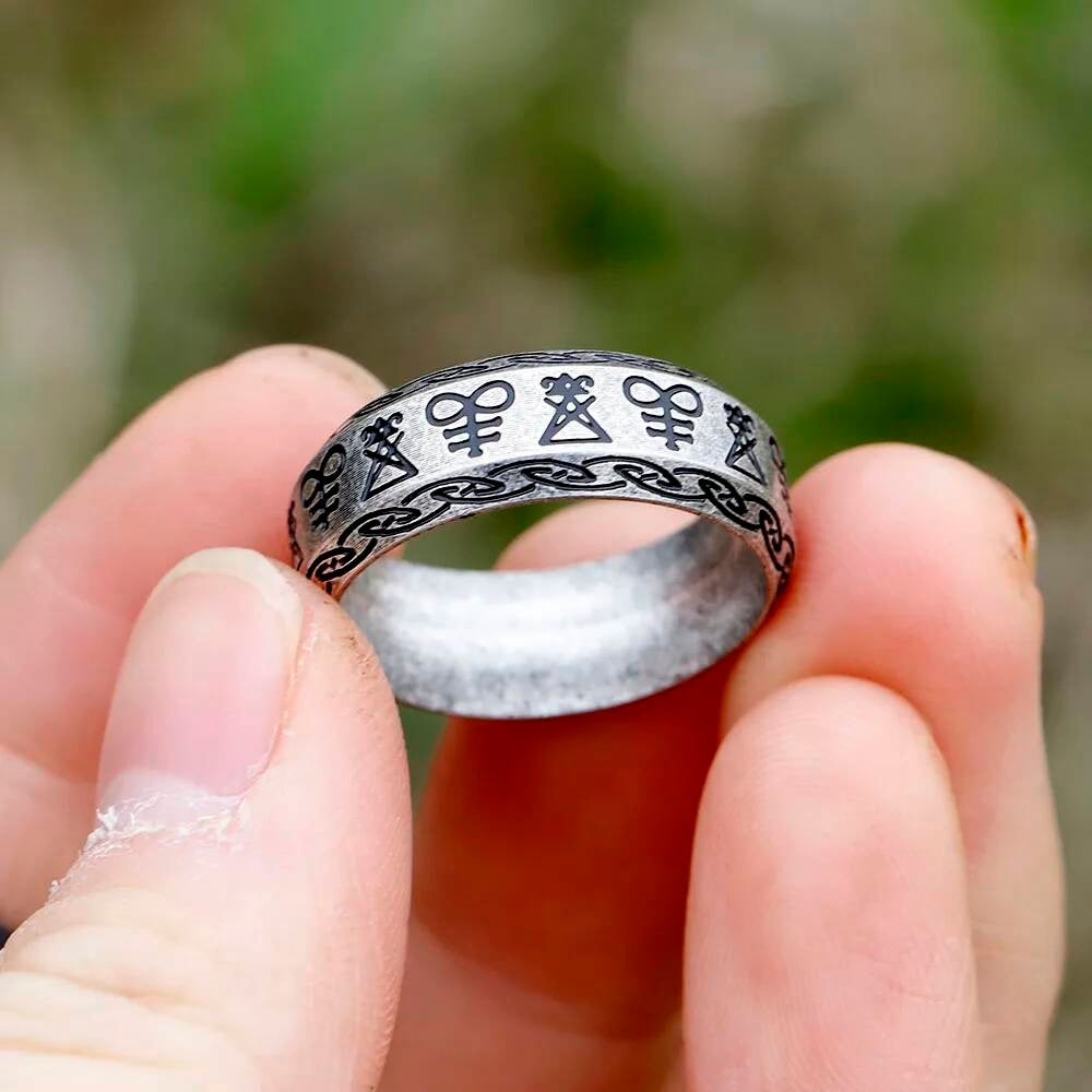 Lucifer Seal Signet Ring – 316L Stainless Steel Gothic Pagan Statement Band