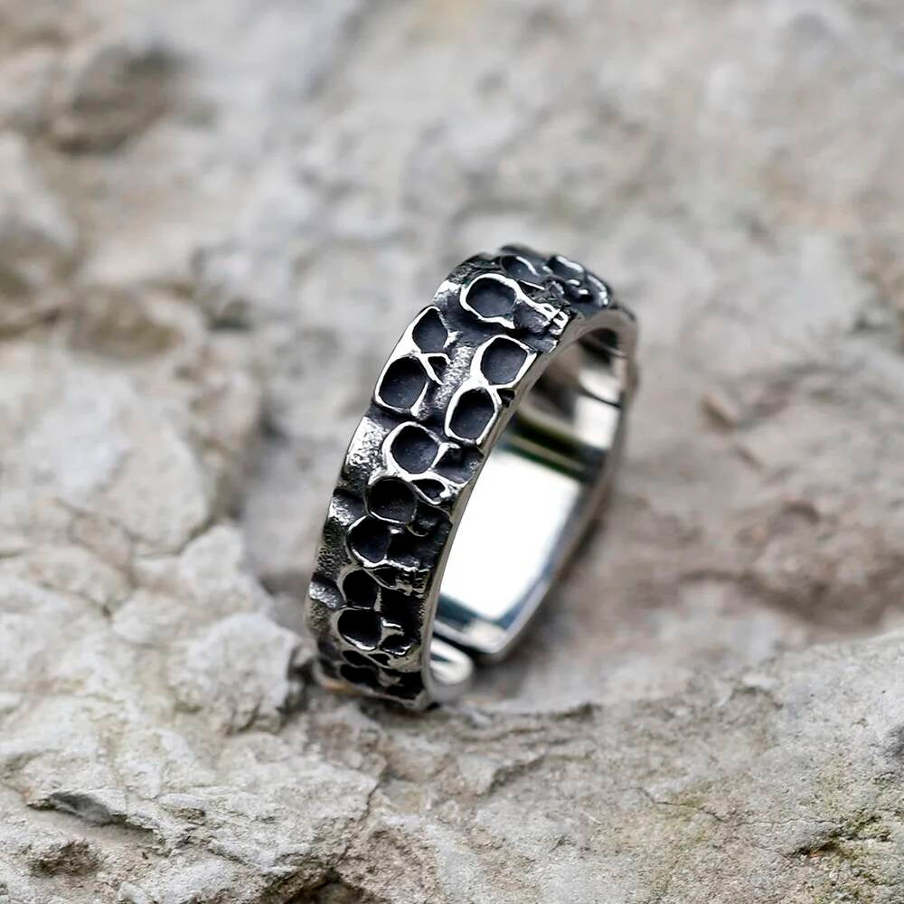 Minimalist Skull Biker Ring – 316L Stainless Steel for Edgy Teen Style
