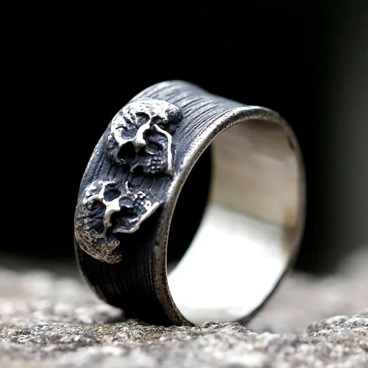 Double Headed Skull Ring - Gothic Punk 316L Stainless Steel Men's Jewelry