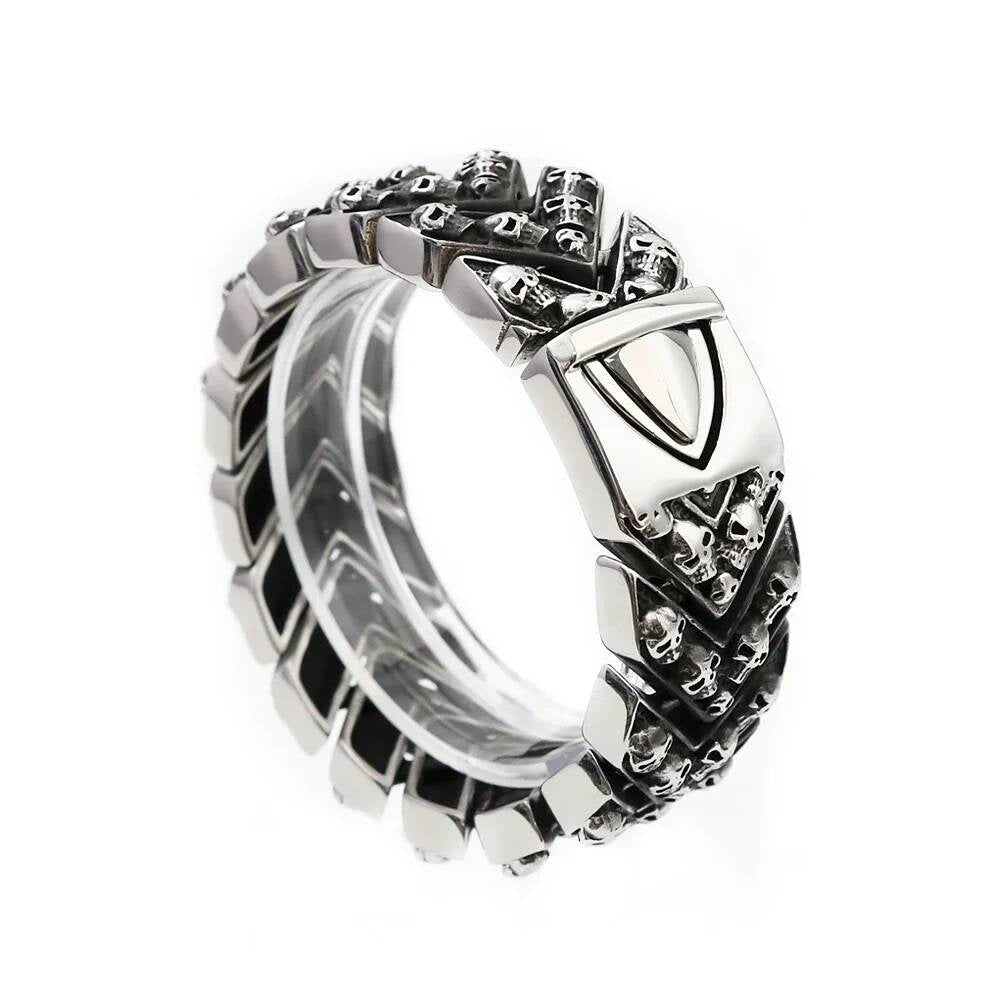 316L Stainless Steel Viking Skull Bracelet with Triquetra Symbol | Gothic Norse Jewelry Style A 23cm