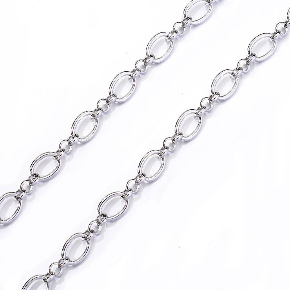 1 piece Women Mens Stainless Steel Handmade Oval Bracelet High Quality Big Chain Necklace Punk Heavy Jewelry