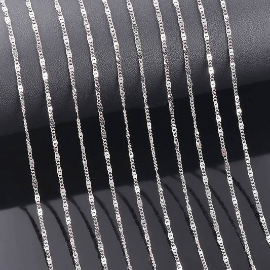 1Pc Width 1.5mm Stainless Steel Tiny Emed Bracelet Fashion Jewelry Design for Women Pendant Necklace Anklet
