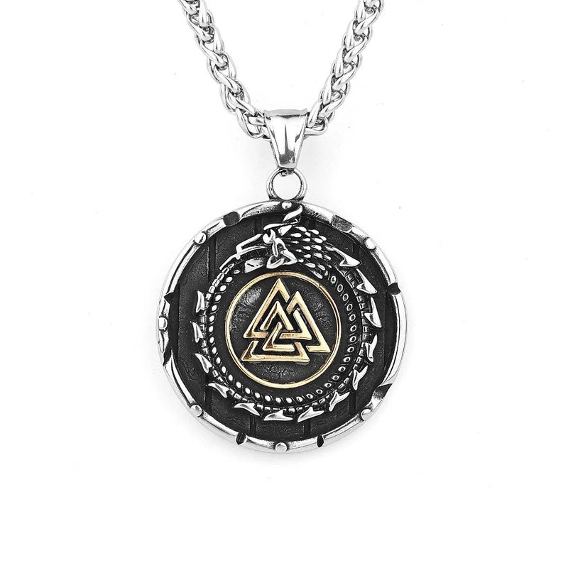 Viking Dragon Rune Pendant Chain Necklace For Men 316L Stainless Steel Jewelry Accessories