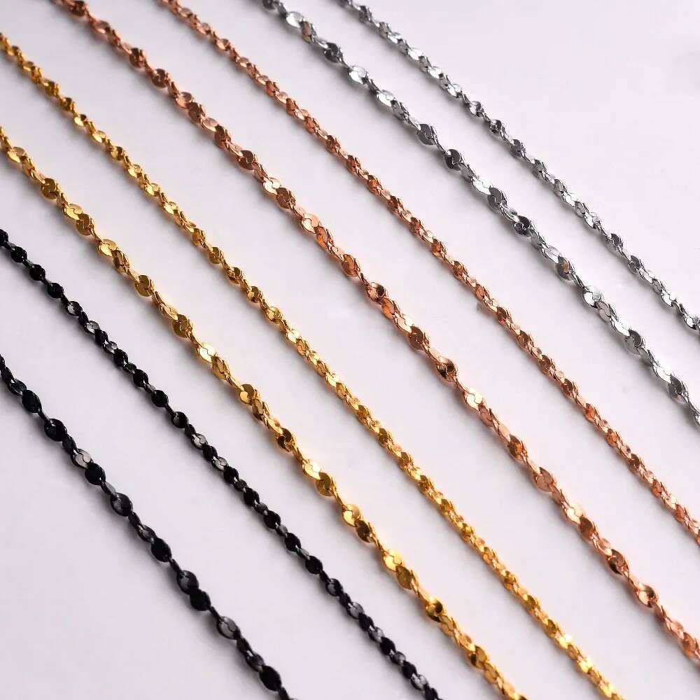 1Pc Width 1.2mm/1.5mm/1.8mm Stainless Steel Tiny Link Matching Pendants Necklace Chain for DIY Jewelry Making
