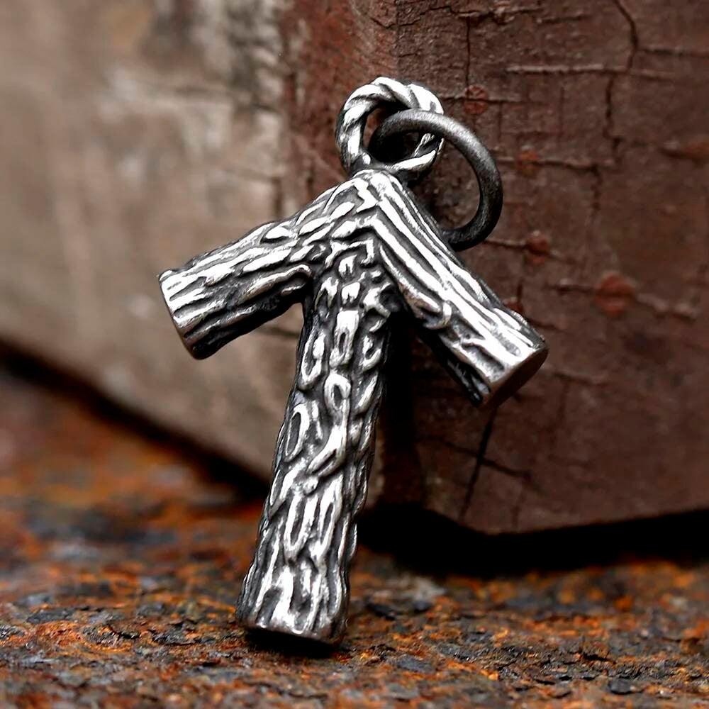 Nordic Rune Pendant Necklace – Tree Branch Viking Symbol in Stainless Steel