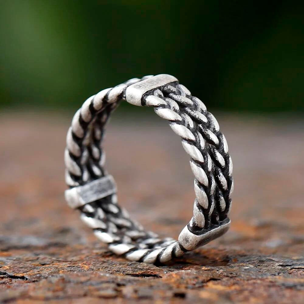 Viking Weave Knot Ring – 316L Stainless Steel Unisex Norse Amulet Band
