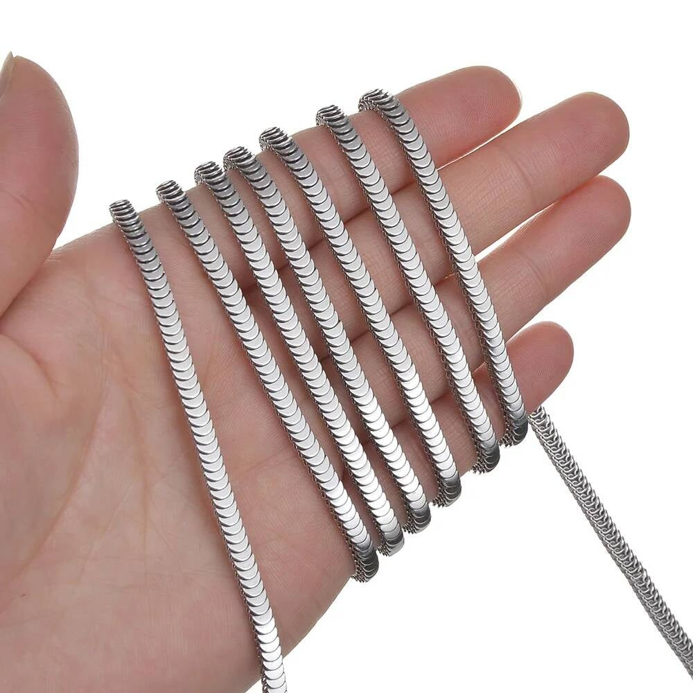1 piece Width 4mm Fish Scales Chain Necklace for Men Women Stainless Steel Solid Chains Jewelry